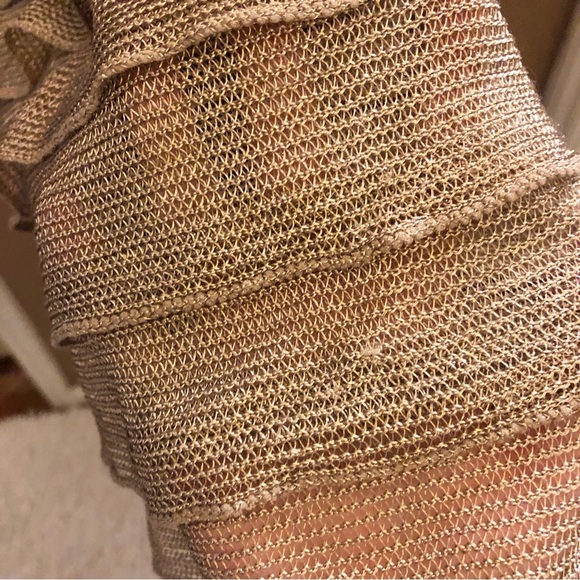 Max Studio Ruffle Fringe Sleeveless Tiered‎ Dress Gold Metallic XS - Picture 3 of 7